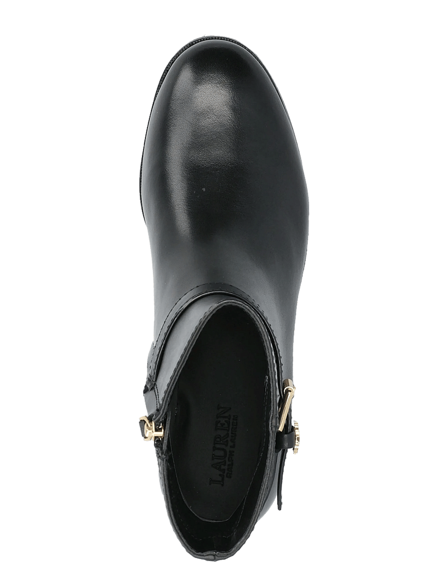 Lauren Ralph Lauren - Brooke II Burnished Leather Bootie - flache stiefeletten - black - 3