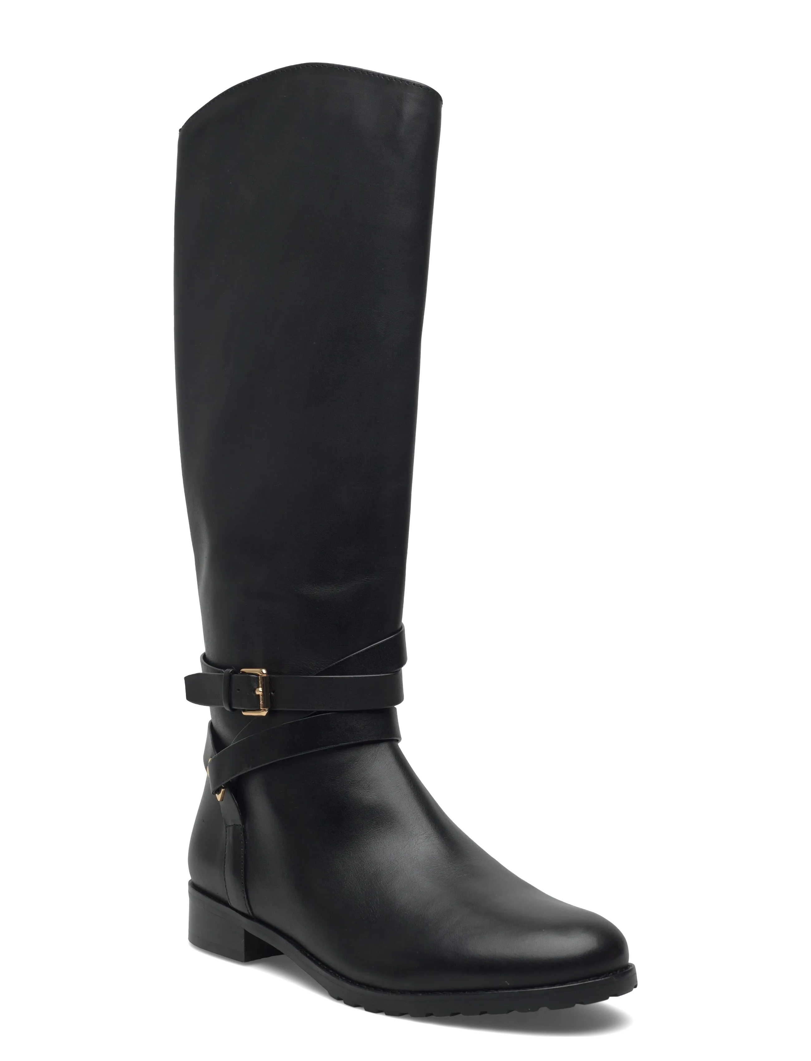 Lauren Ralph Lauren Collins Burnished Leather Tall Boot, 37, Black, Støvler > Lange, Dame
