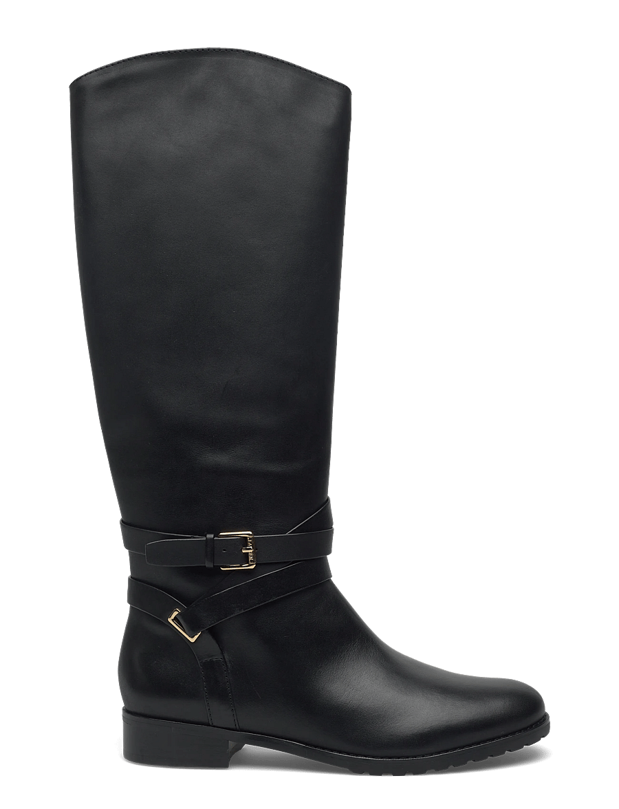 Lauren Ralph Lauren - Collins Burnished Leather Tall Boot - kniehohe stiefel - black - 1