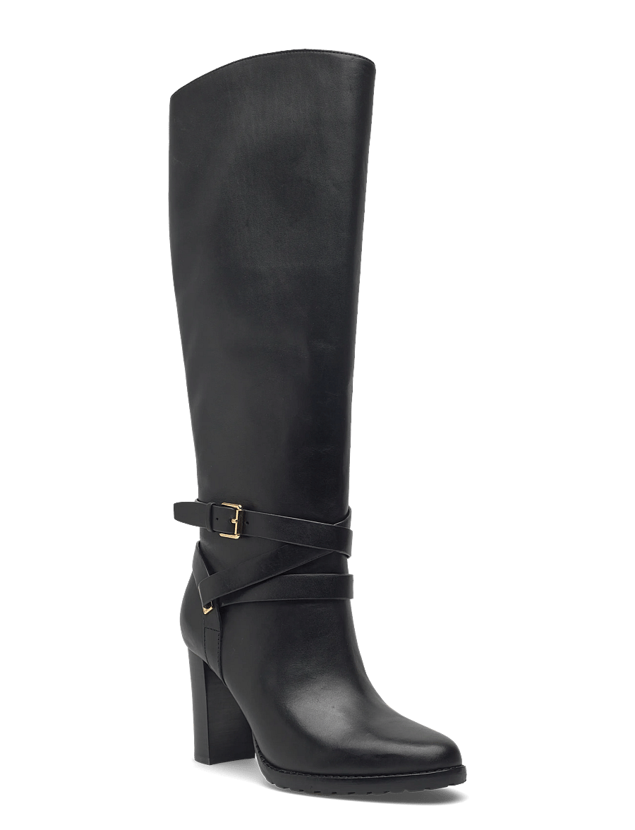 Lauren Ralph Lauren - Collins Burnished Leather Tall Boot Heel - bottes hautes au genou - black - 0