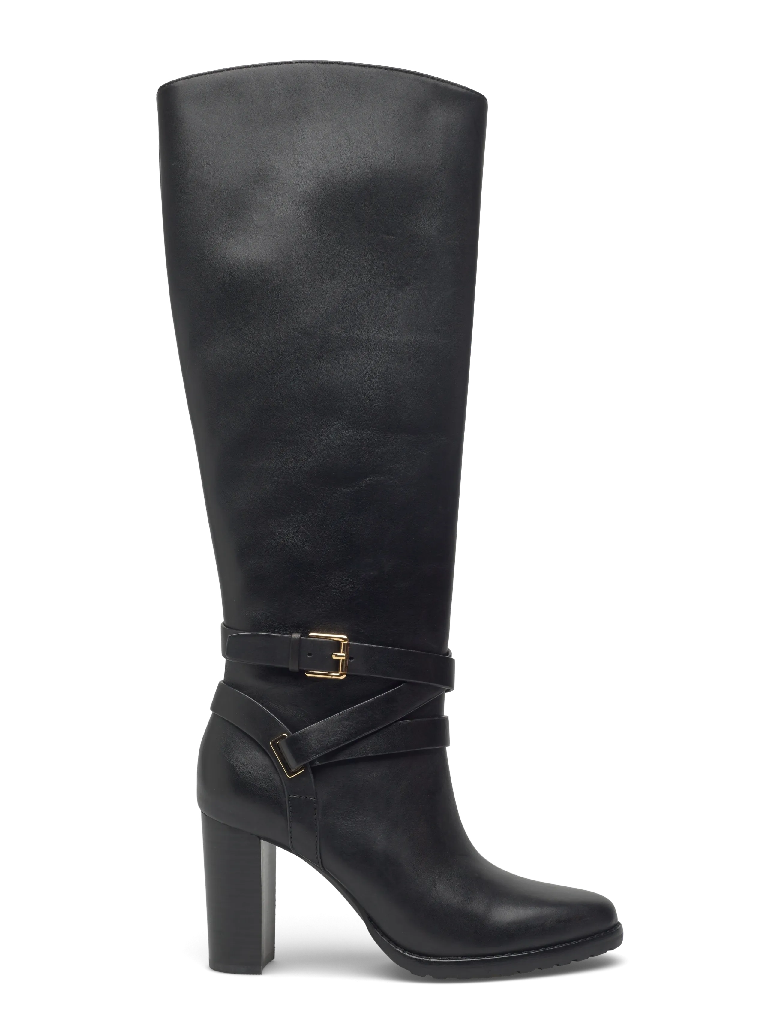 Lauren Ralph Lauren - Collins Burnished Leather Tall Boot Heel - bottes hautes au genou - black - 1