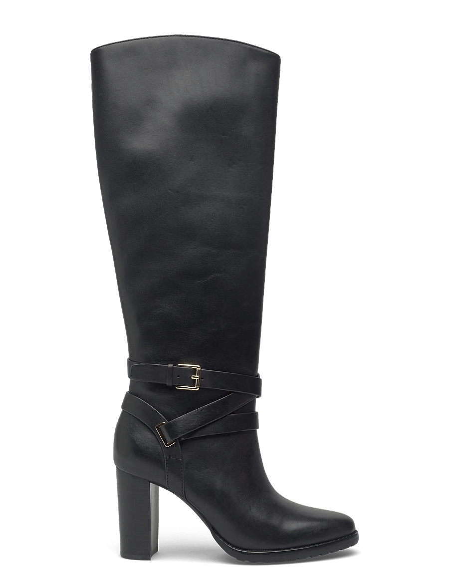 Lauren Ralph Lauren - Collins Burnished Leather Tall Boot Heel - bottes hautes au genou - black - 1