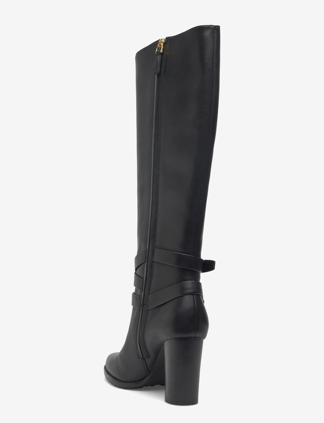 Lauren Ralph Lauren - Collins Burnished Leather Tall Boot Heel - long boots - black - 2