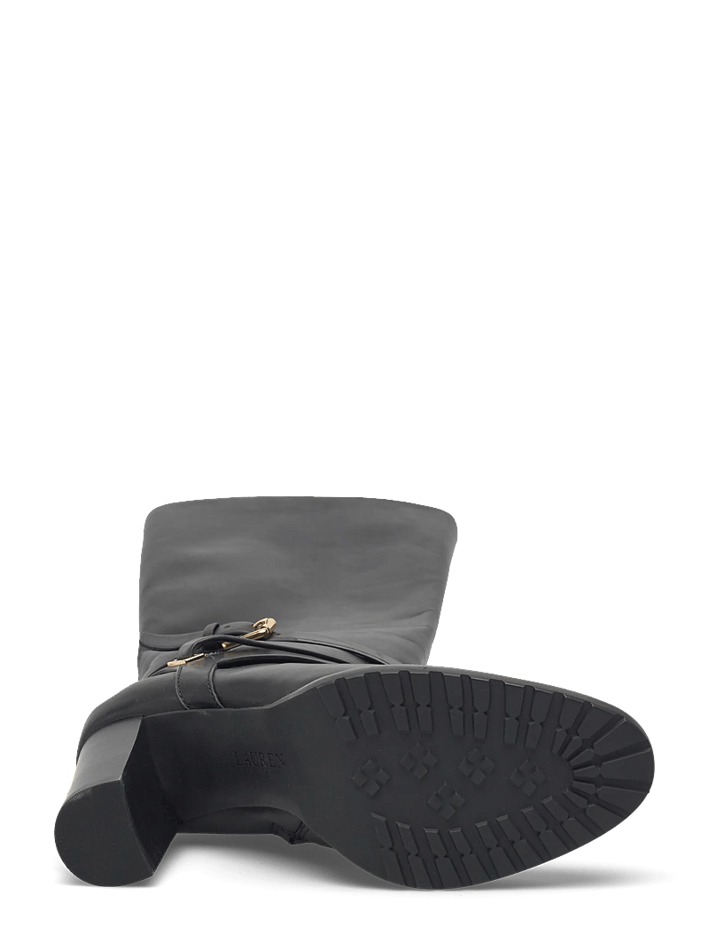 Lauren Ralph Lauren - Collins Burnished Leather Tall Boot Heel - long boots - black - 4