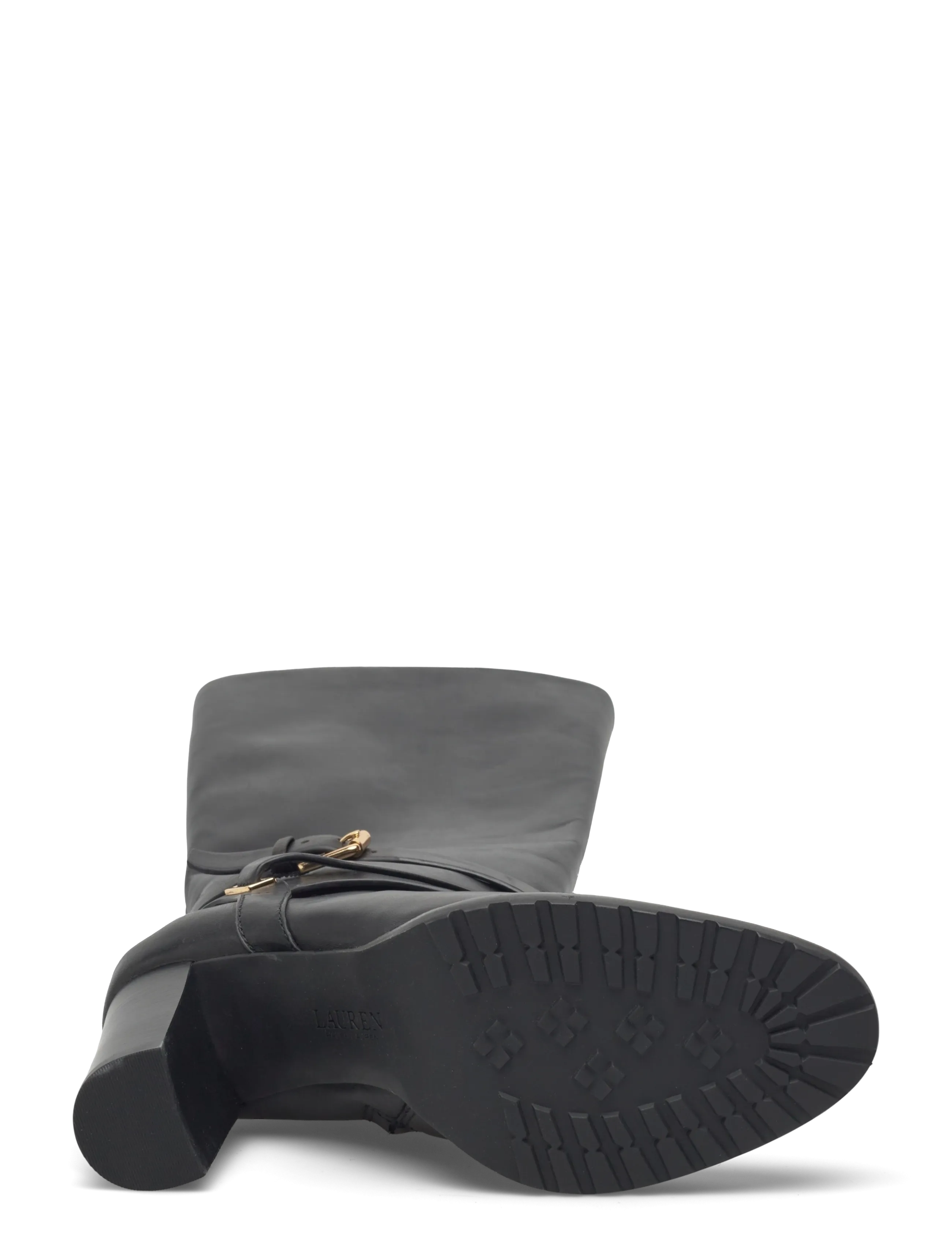 Lauren Ralph Lauren - Collins Burnished Leather Tall Boot Heel - bottes hautes au genou - black - 4