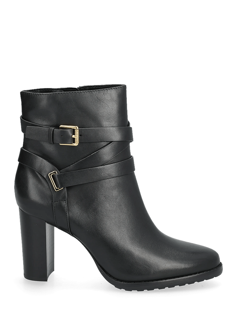 Lauren Ralph Lauren - Collins Burnished Leather Bootie Heel - støvletter - black - 1