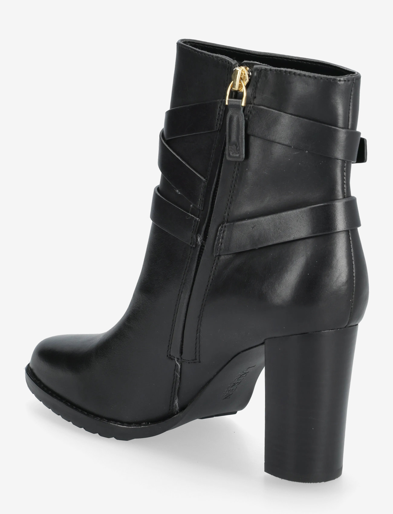 Lauren Ralph Lauren - Collins Burnished Leather Bootie Heel - heeled ankle boots - black - 2
