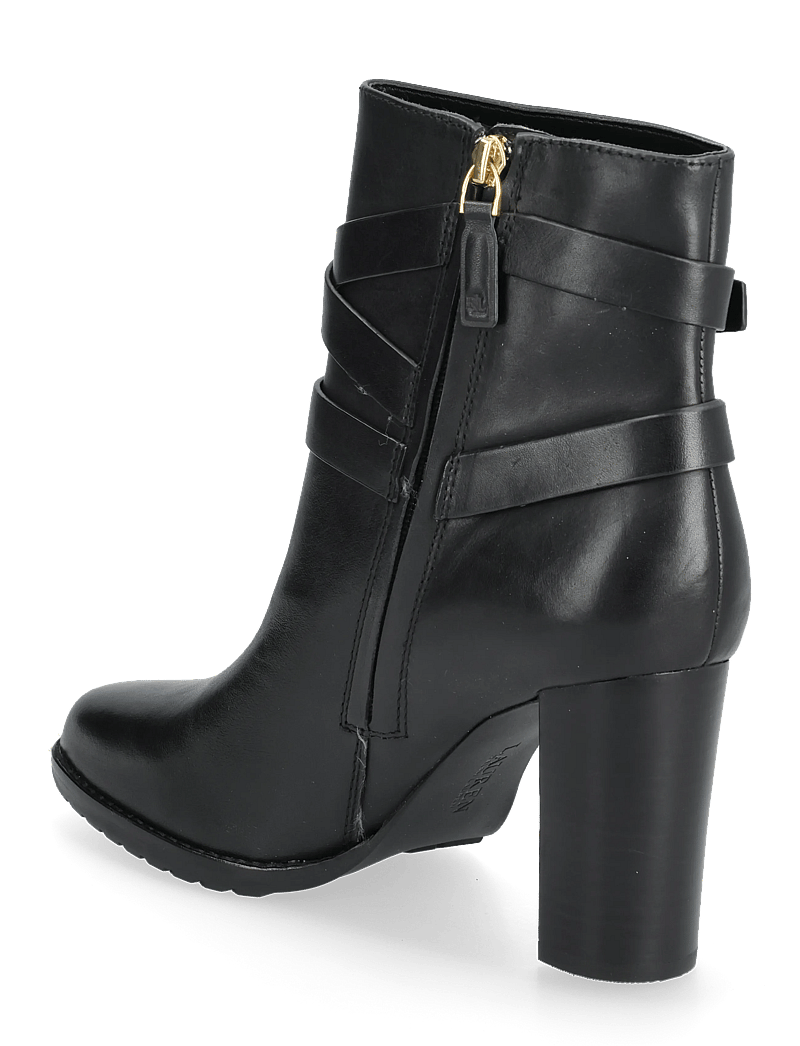 Lauren Ralph Lauren - Collins Burnished Leather Bootie Heel - støvletter - black - 2