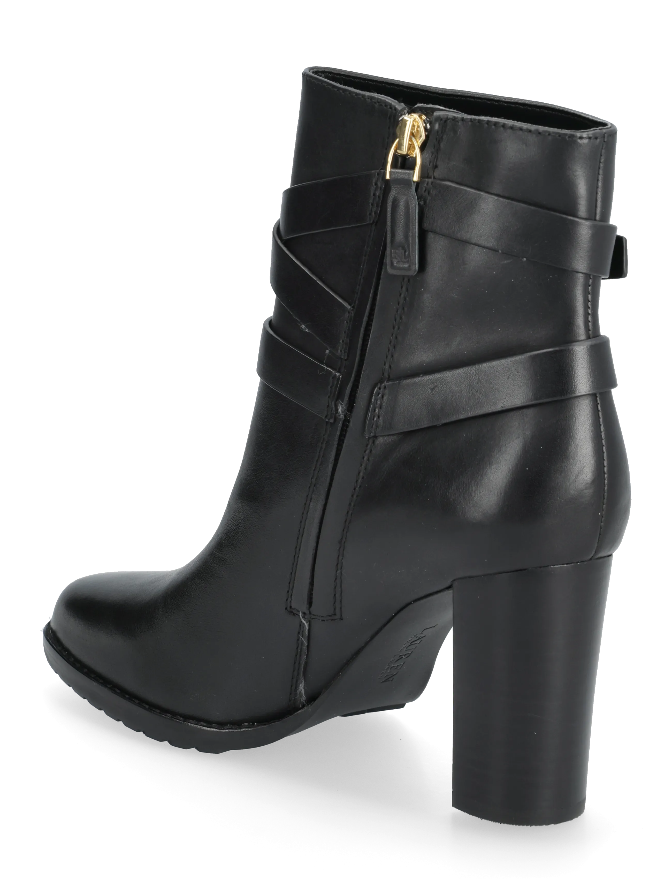 Lauren Ralph Lauren - Collins Burnished Leather Bootie Heel - bottines à talons  - black - 2