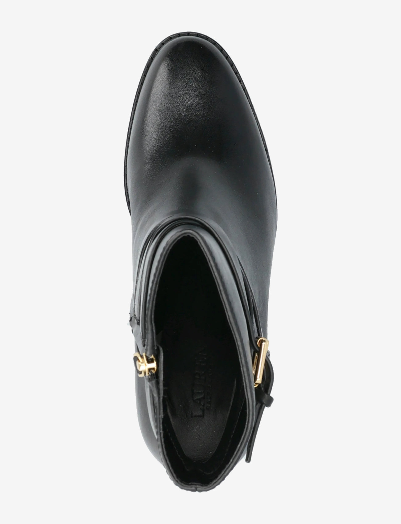 Lauren Ralph Lauren - Collins Burnished Leather Bootie Heel - heeled ankle boots - black - 3