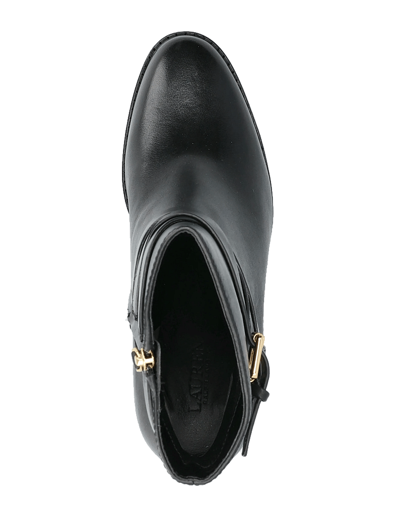 Lauren Ralph Lauren - Collins Burnished Leather Bootie Heel - støvletter - black - 3
