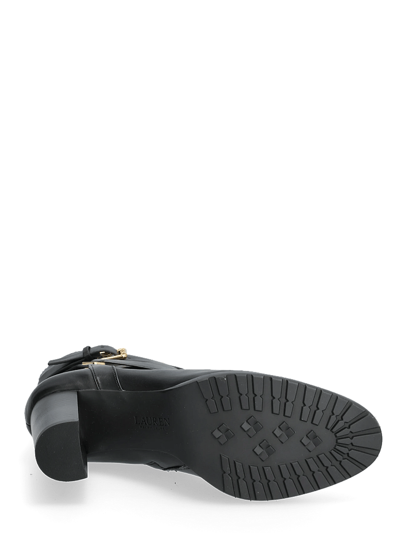 Lauren Ralph Lauren - Collins Burnished Leather Bootie Heel - støvletter - black - 4