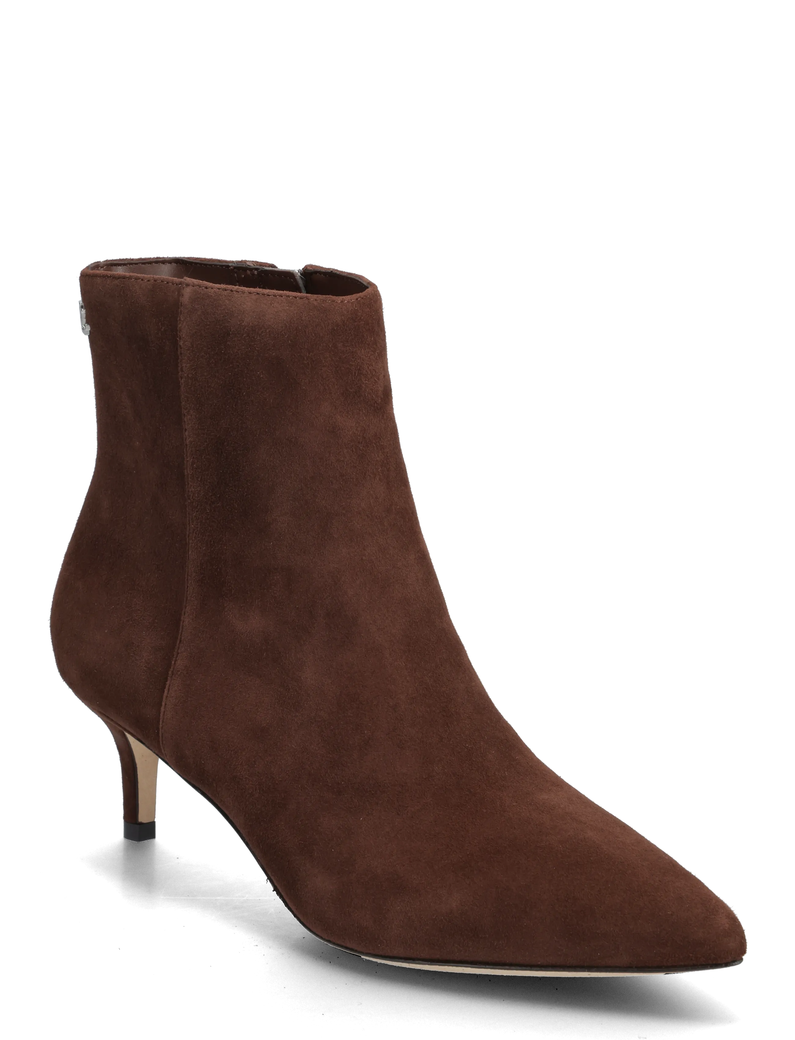 Lauren Ralph Lauren Mckay Suede Bootie Heel, Kitten Heel Ankelstøvle, Brun, Str: 41