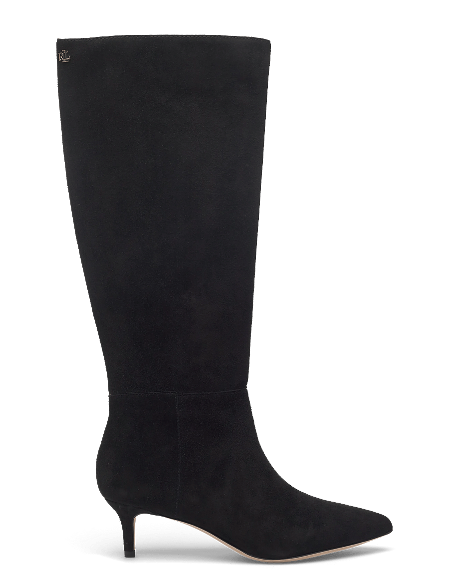 Lauren Ralph Lauren - McKay Suede Tall Boot Heel - knee high boots - black - 1
