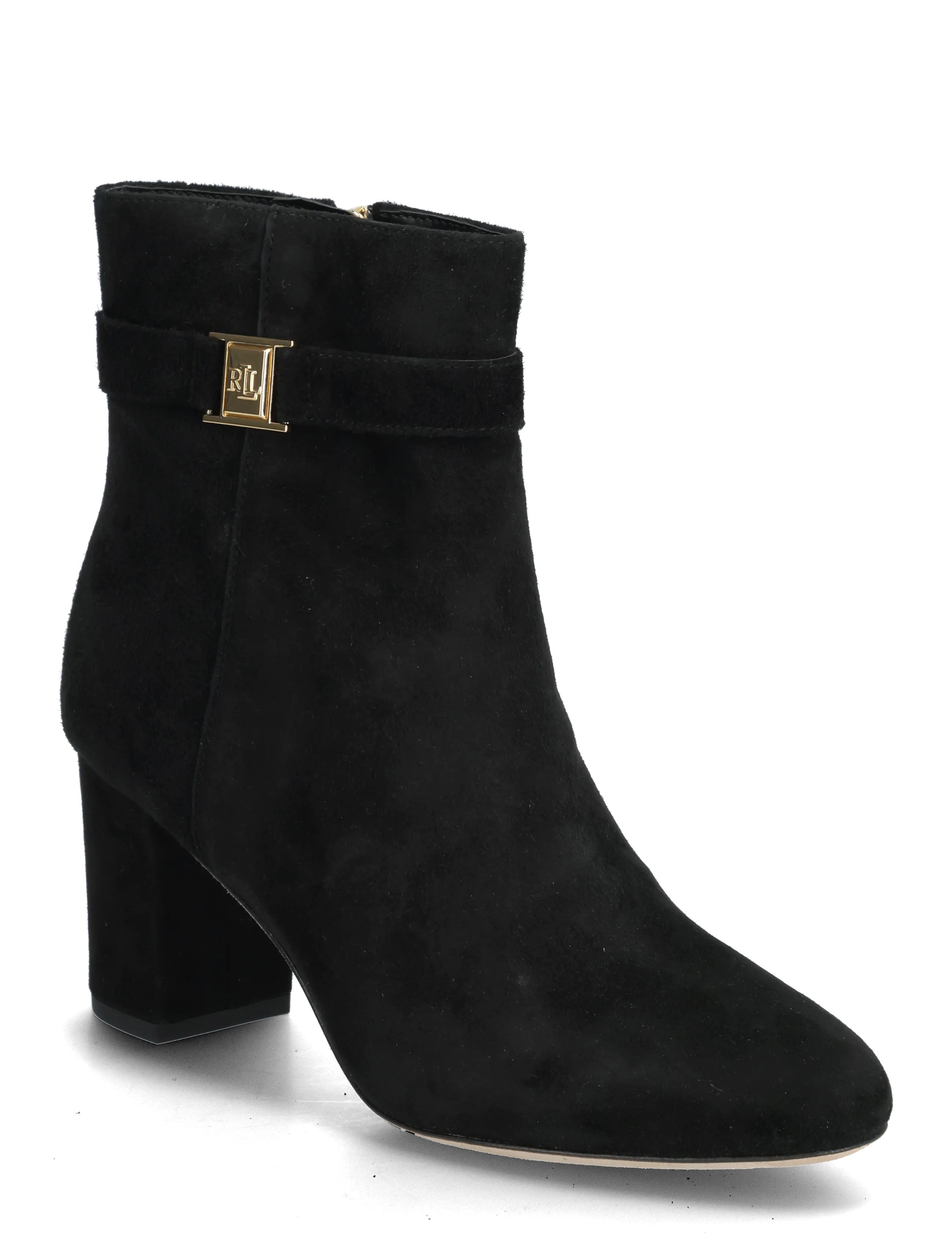 Lauren Ralph Lauren Kellie Suede Bootie Heel - Sko - BLACK / black