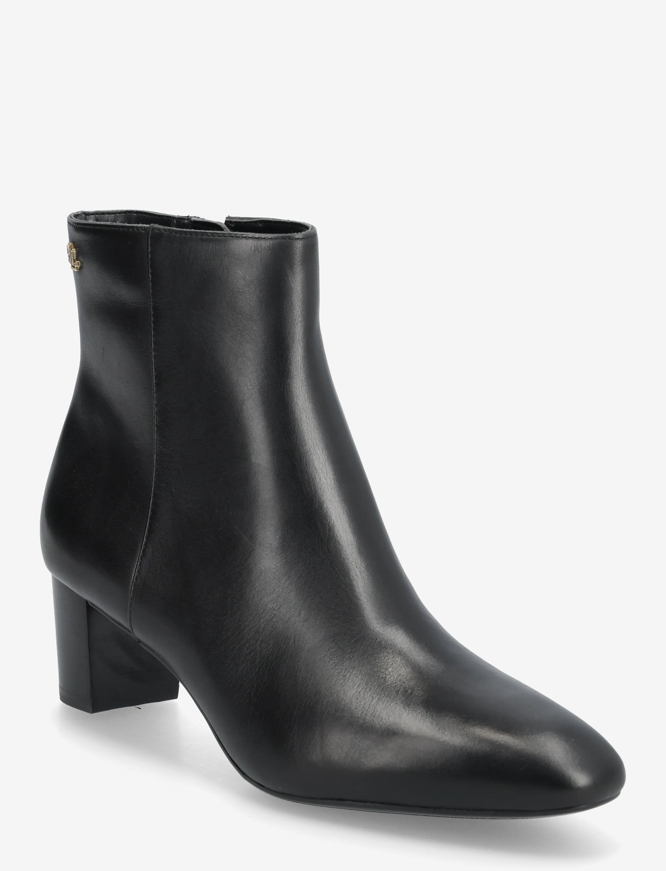 Lauren Ralph Lauren - Demi Burnished Leather Bootie - heeled ankle boots - black - 0