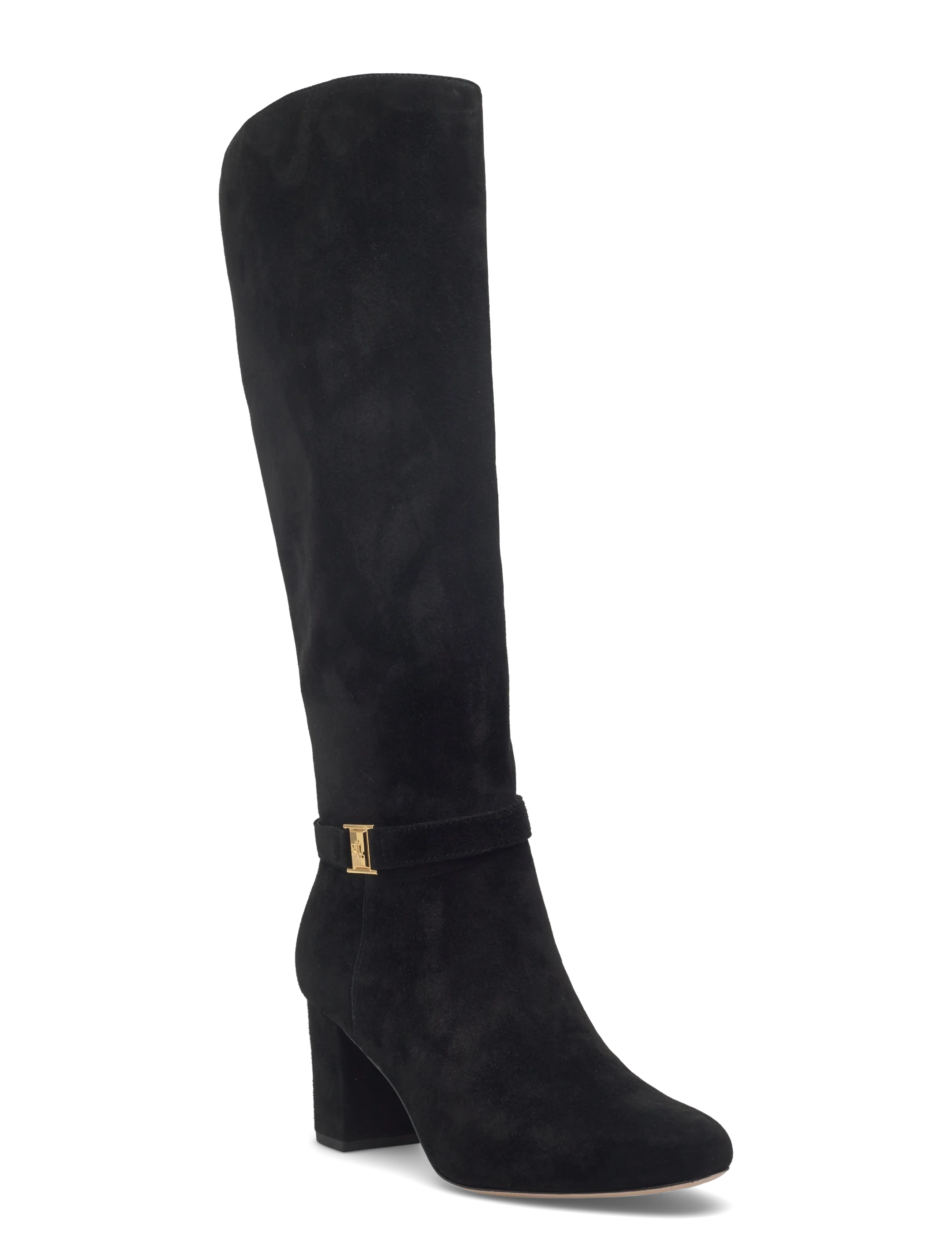 Lauren Ralph Lauren Kellie Suede Tall Boot Heel, 41, Black, Støvler > Lange, Dame