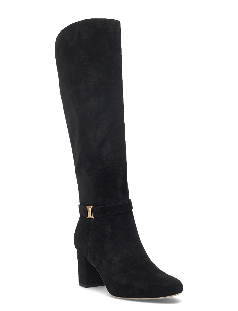 Lauren Ralph Lauren - Kellie Suede Tall Boot Heel - knähöga stövlar - black - 0
