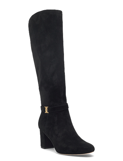 Lauren Ralph Lauren Kellie Suede Tall Boot Heel - Schuhe - BLACK / black