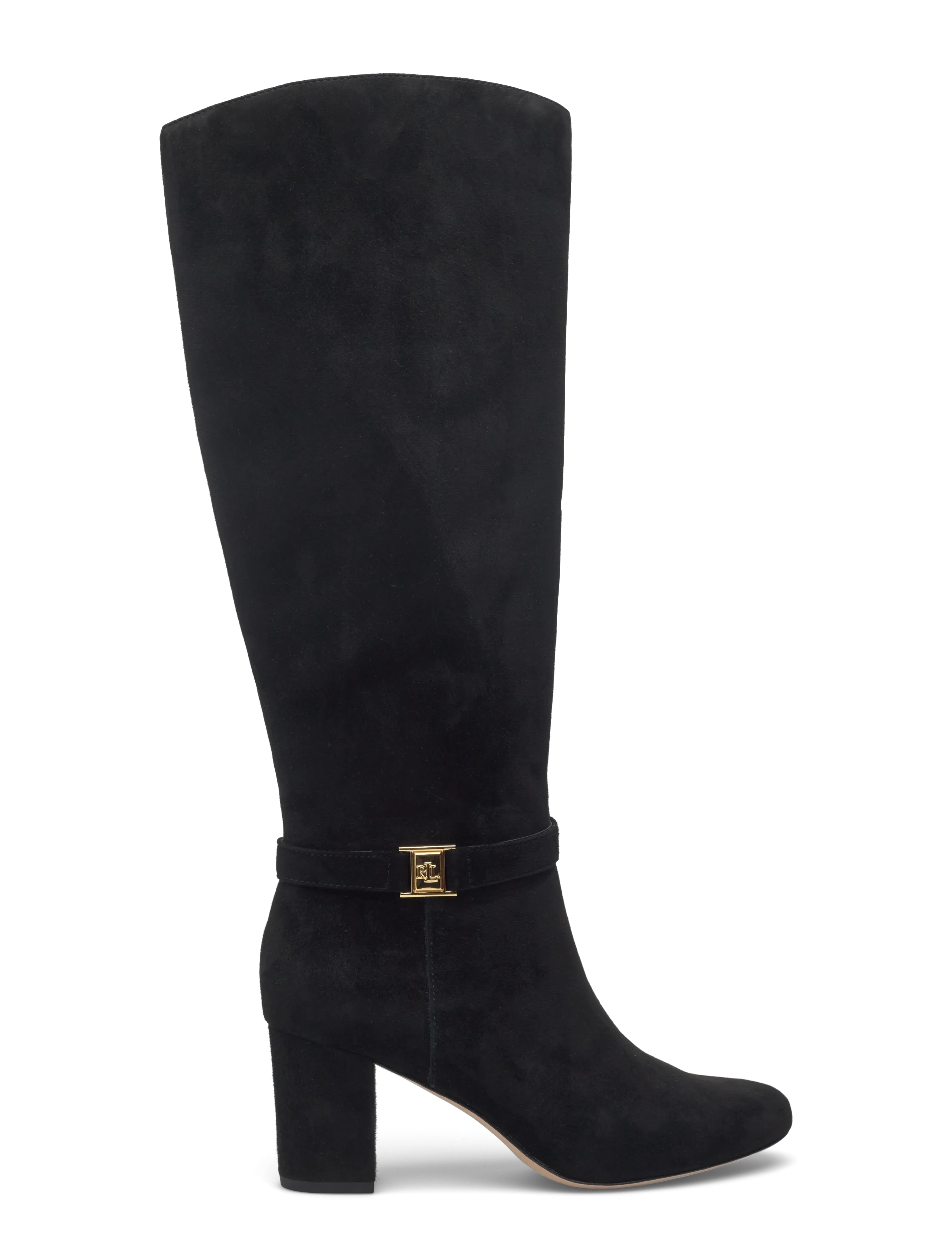 Lauren Ralph Lauren - Kellie Suede Tall Boot Heel - langskaftede støvler - black - 1