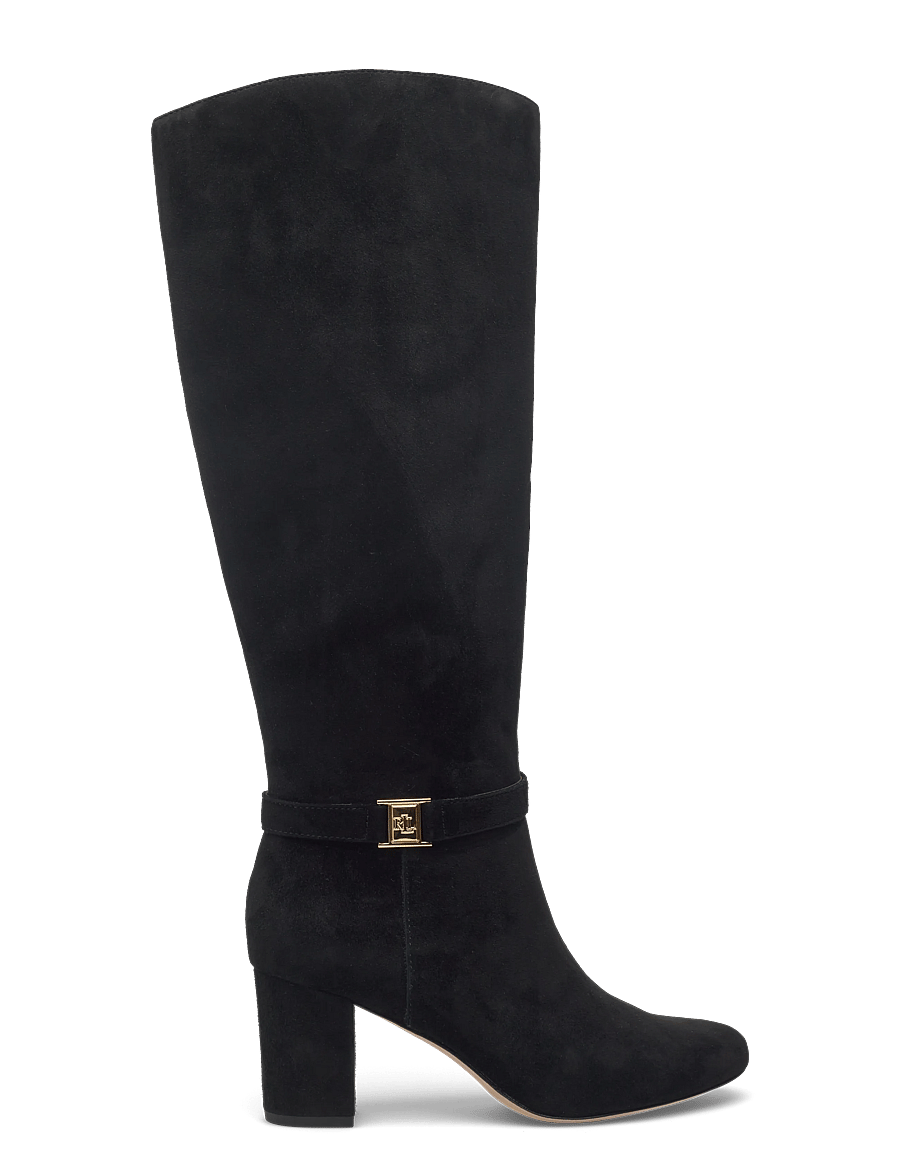 Lauren Ralph Lauren - Kellie Suede Tall Boot Heel - kniehohe stiefel - black - 1