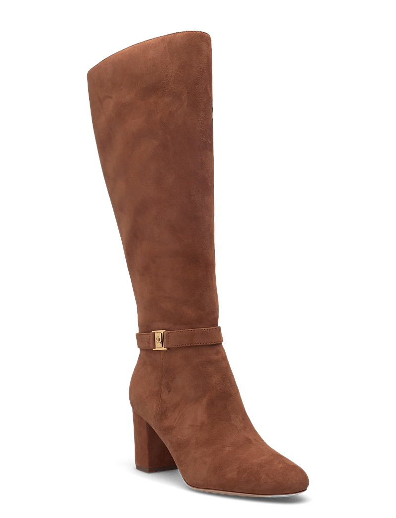 Lauren Ralph Lauren - Kellie Suede Tall Boot Heel - kniehohe stiefel - lauren tan - 0