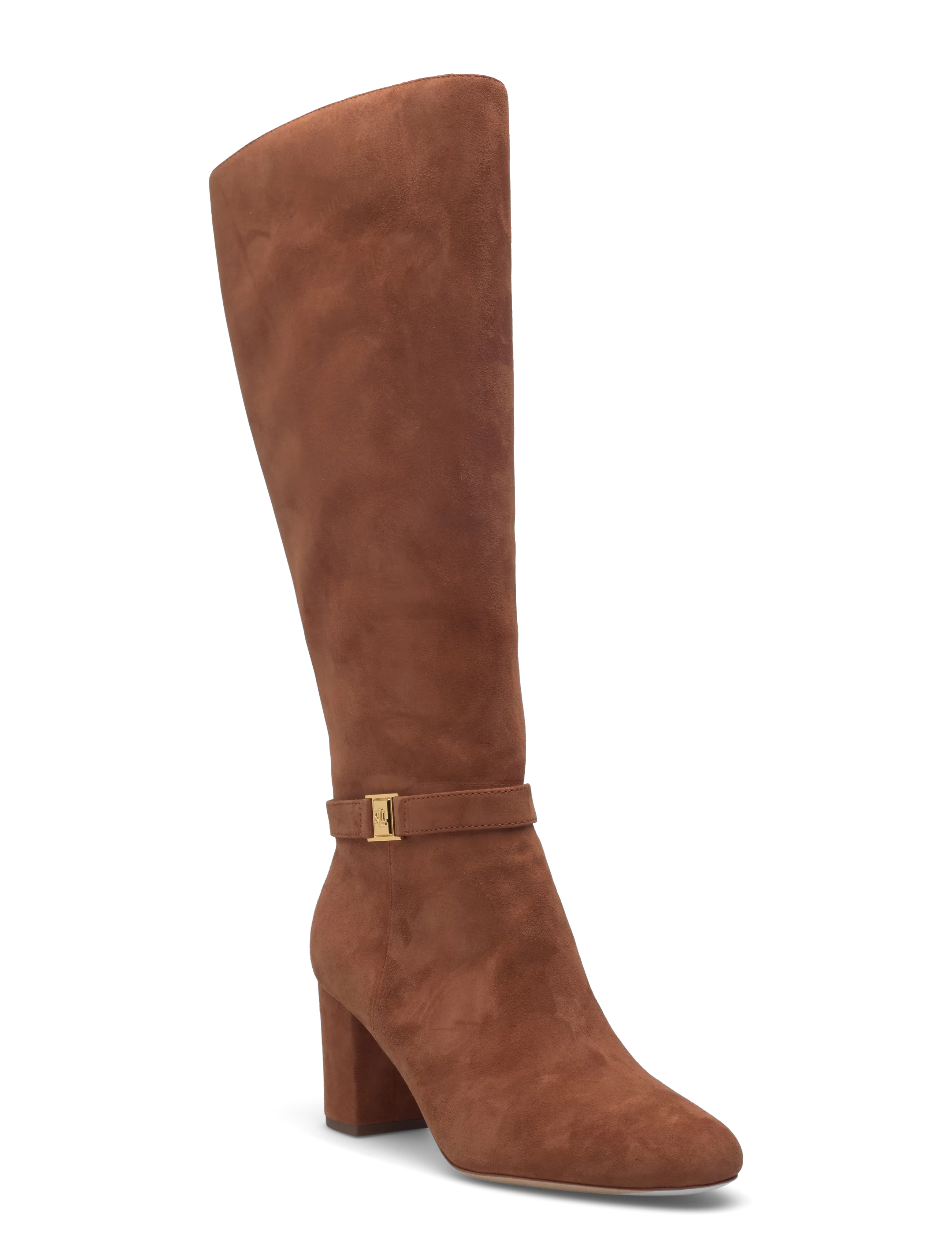 Lauren Ralph Lauren Kellie Suede Tall Boot Heel - Lange støvler - LAUREN TAN / brown
