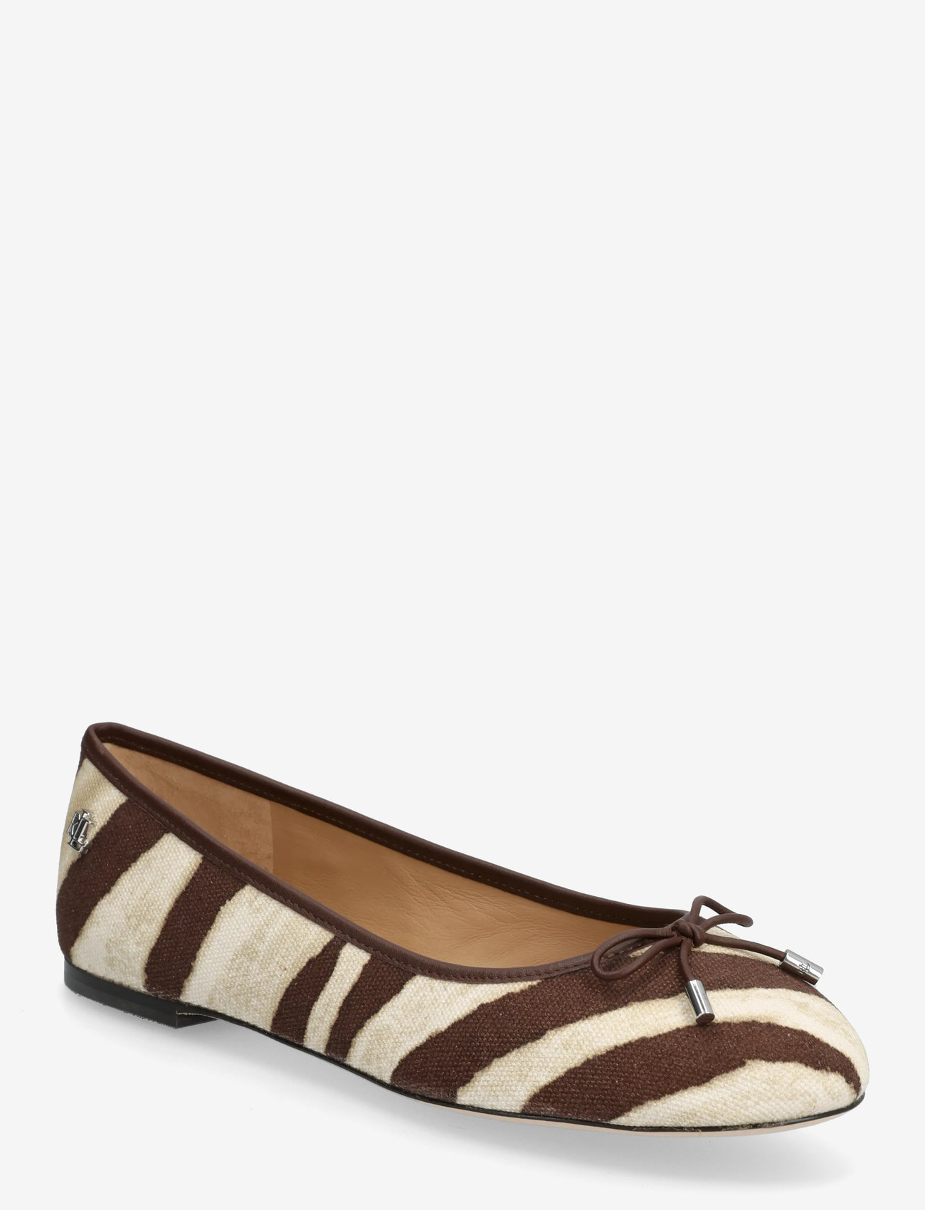 Lauren Ralph Lauren - Jayna Zebra-Print Canvas Flat - besondere anlässe - zebra/dark hickor - 0