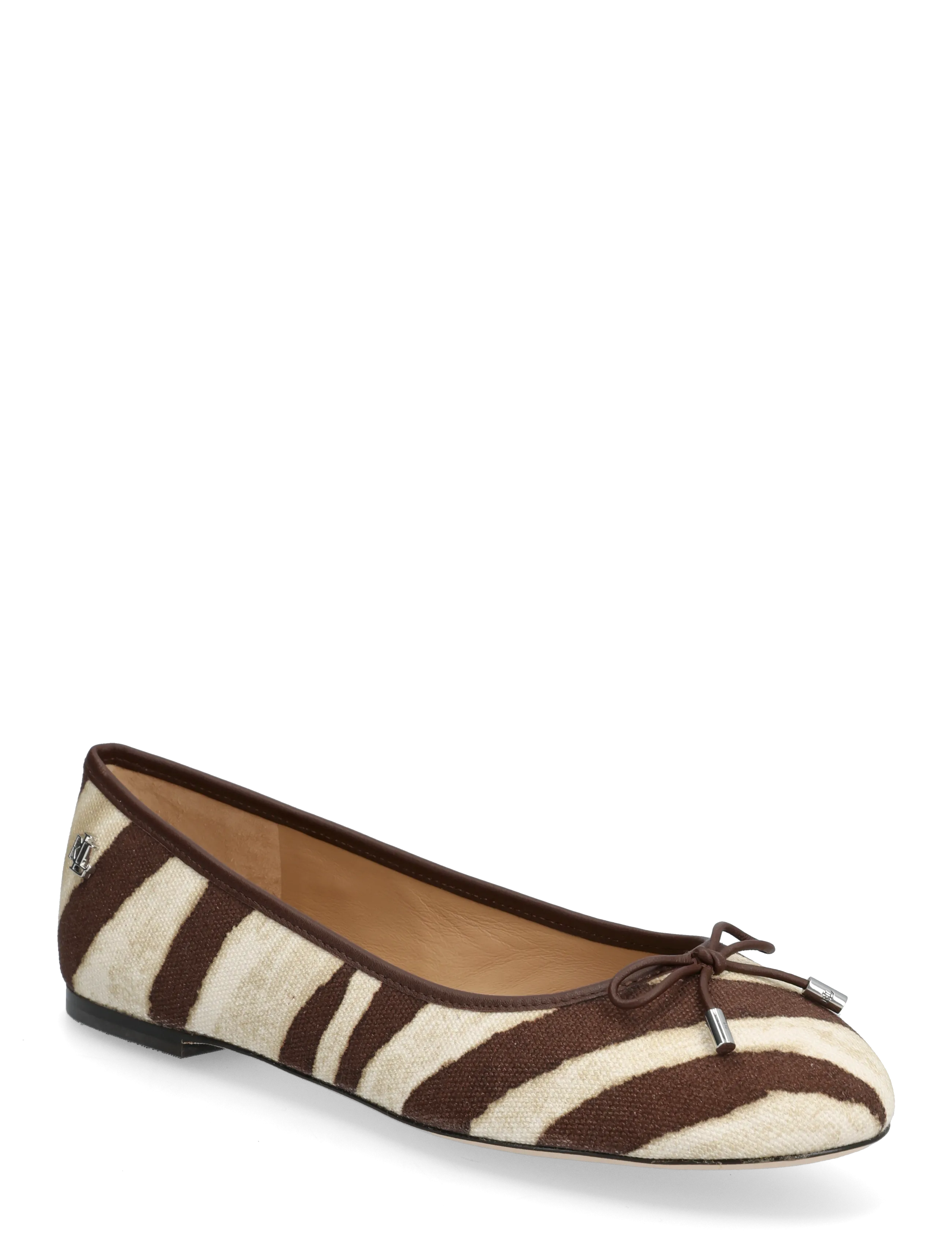 Jayna Zebra-Print Canvas Flat - ZEBRA/DARK HICKOR