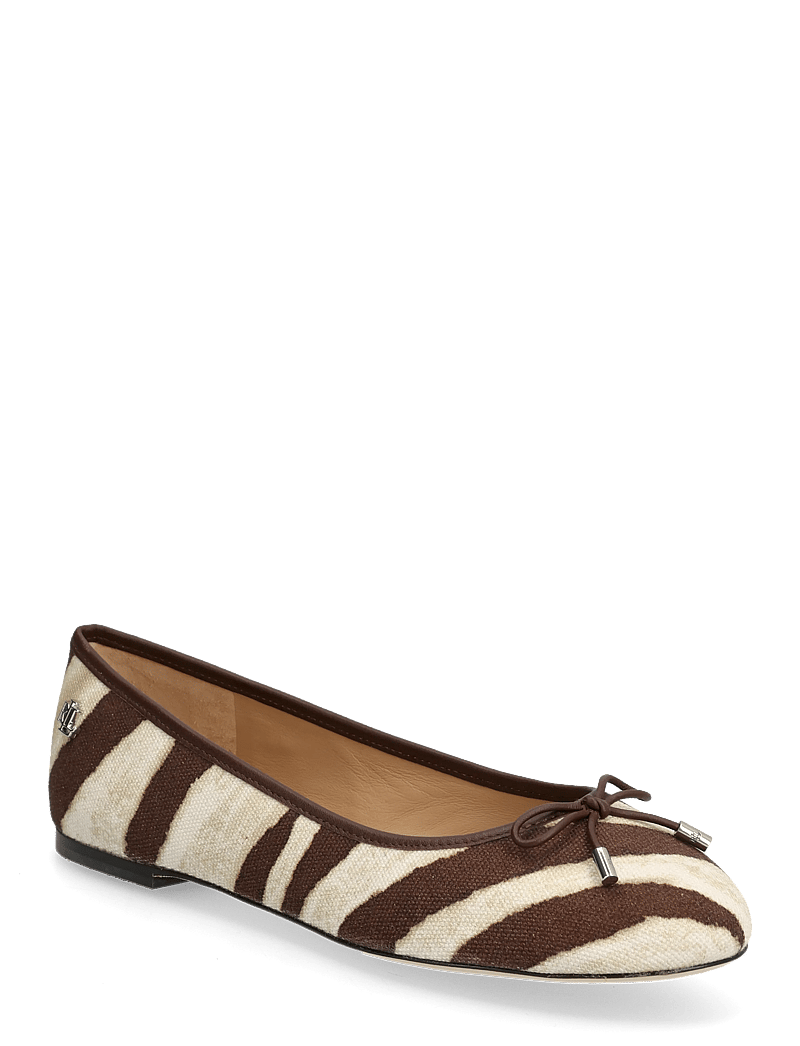 Lauren Ralph Lauren - Jayna Zebra-Print Canvas Flat - besondere anlässe - zebra/dark hickor - 0