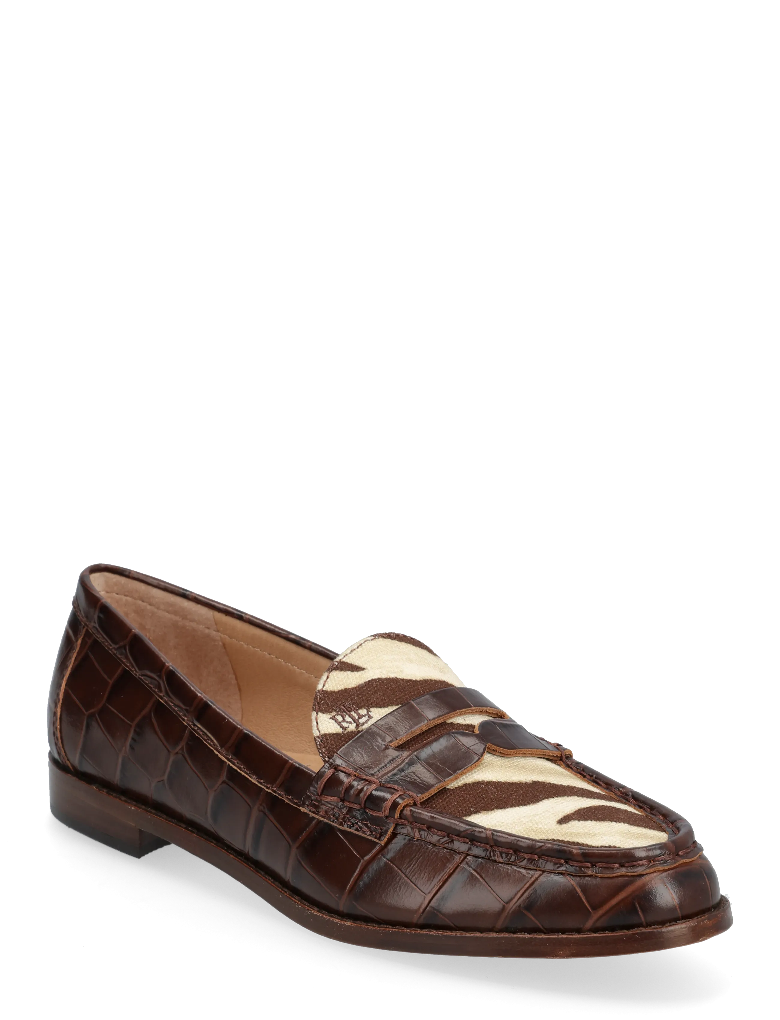 Wynnie Zebra-Print-Trim Embossed Loafer - ZEBRA/DARK HICKOR