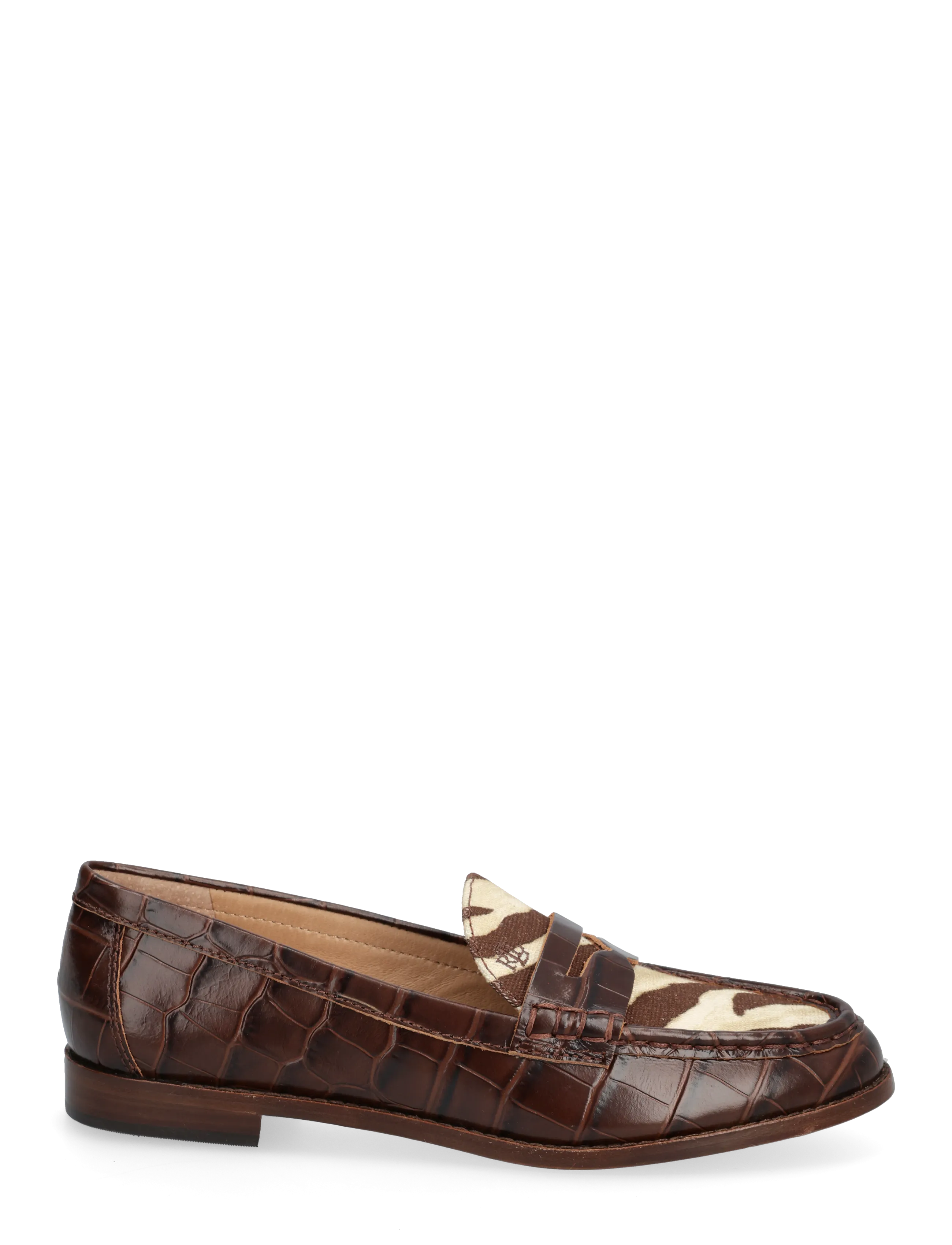 Lauren Ralph Lauren - Wynnie Zebra-Print-Trim Embossed Loafer - zebra/dark hickor - 1