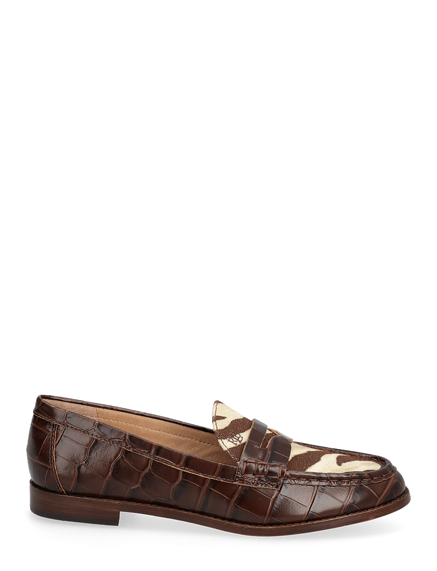 Lauren Ralph Lauren - Wynnie Zebra-Print-Trim Embossed Loafer - zebra/dark hickor - 1