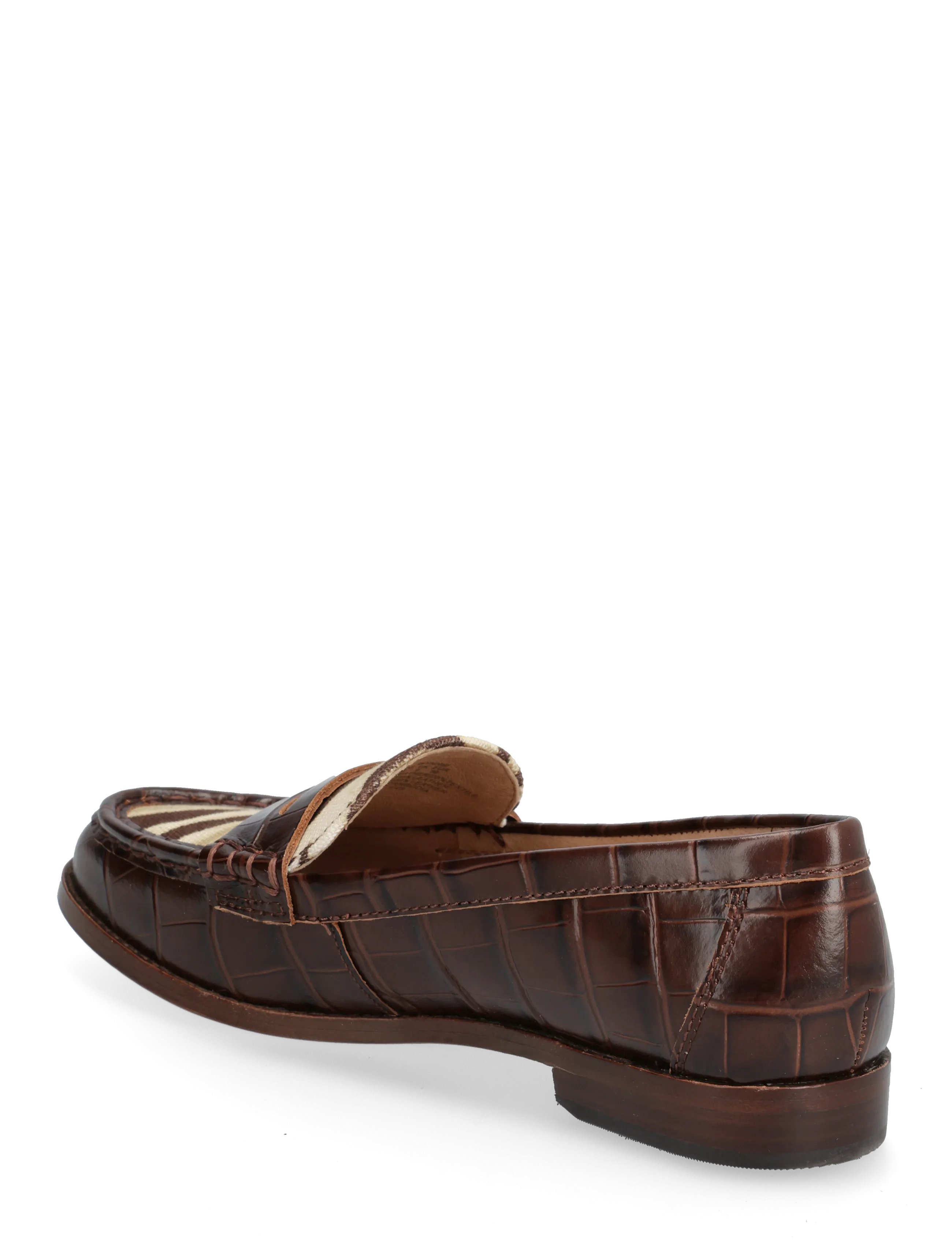 Lauren Ralph Lauren - Wynnie Zebra-Print-Trim Embossed Loafer - zebra/dark hickor - 2