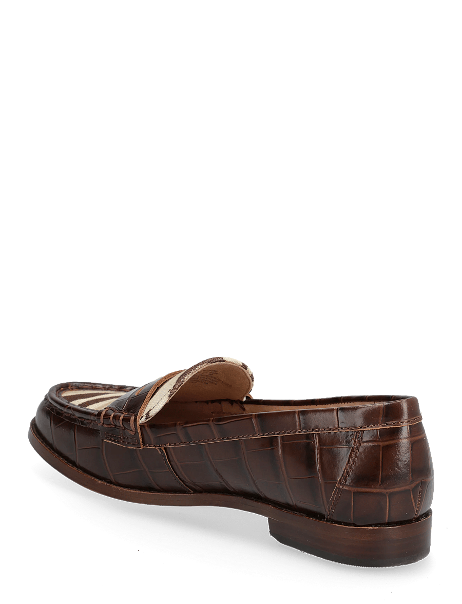 Lauren Ralph Lauren - Wynnie Zebra-Print-Trim Embossed Loafer - zebra/dark hickor - 2