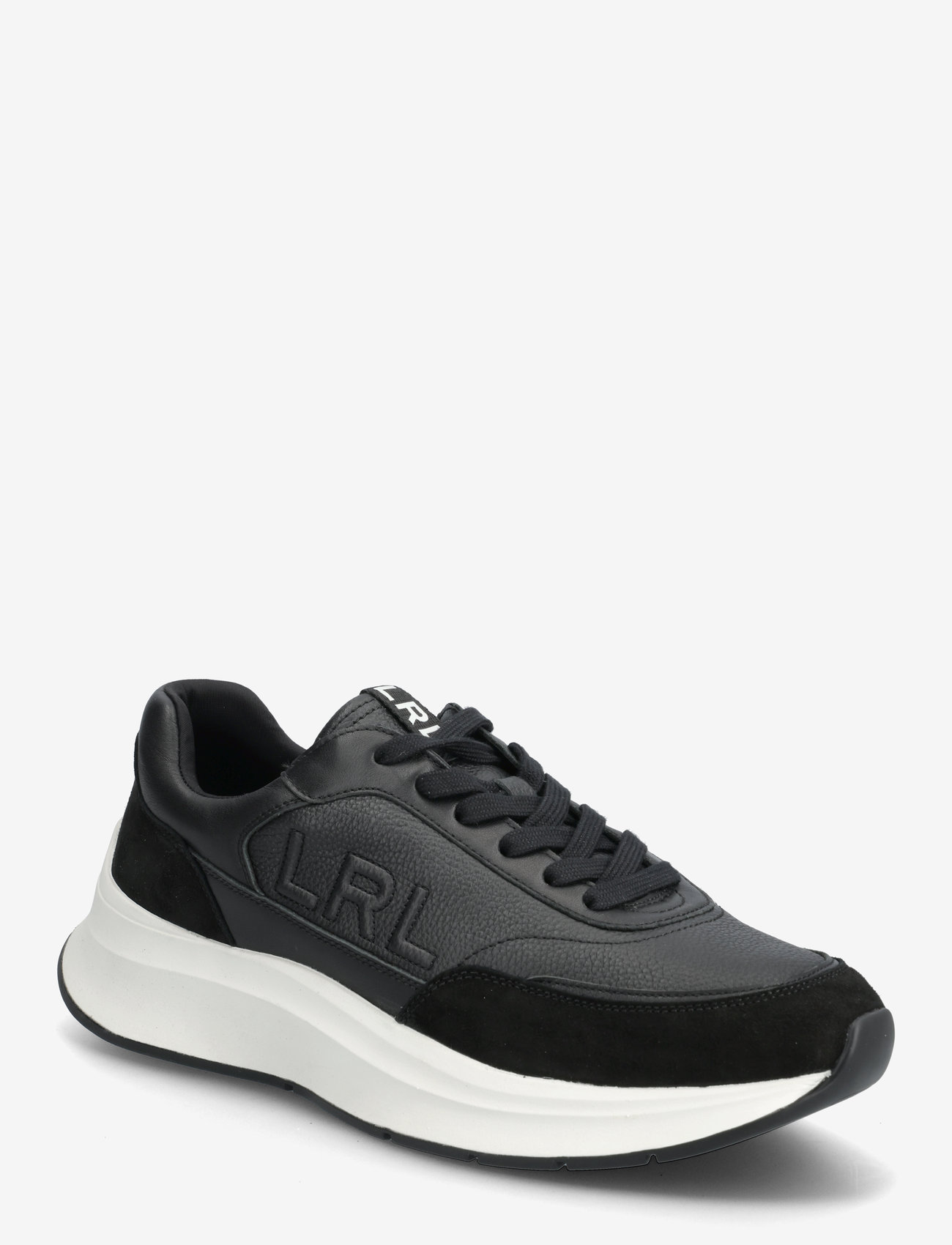 Lauren Ralph Lauren - Franky Tumbled Leather & Suede Sneaker - låga sneakers - black/black - 0