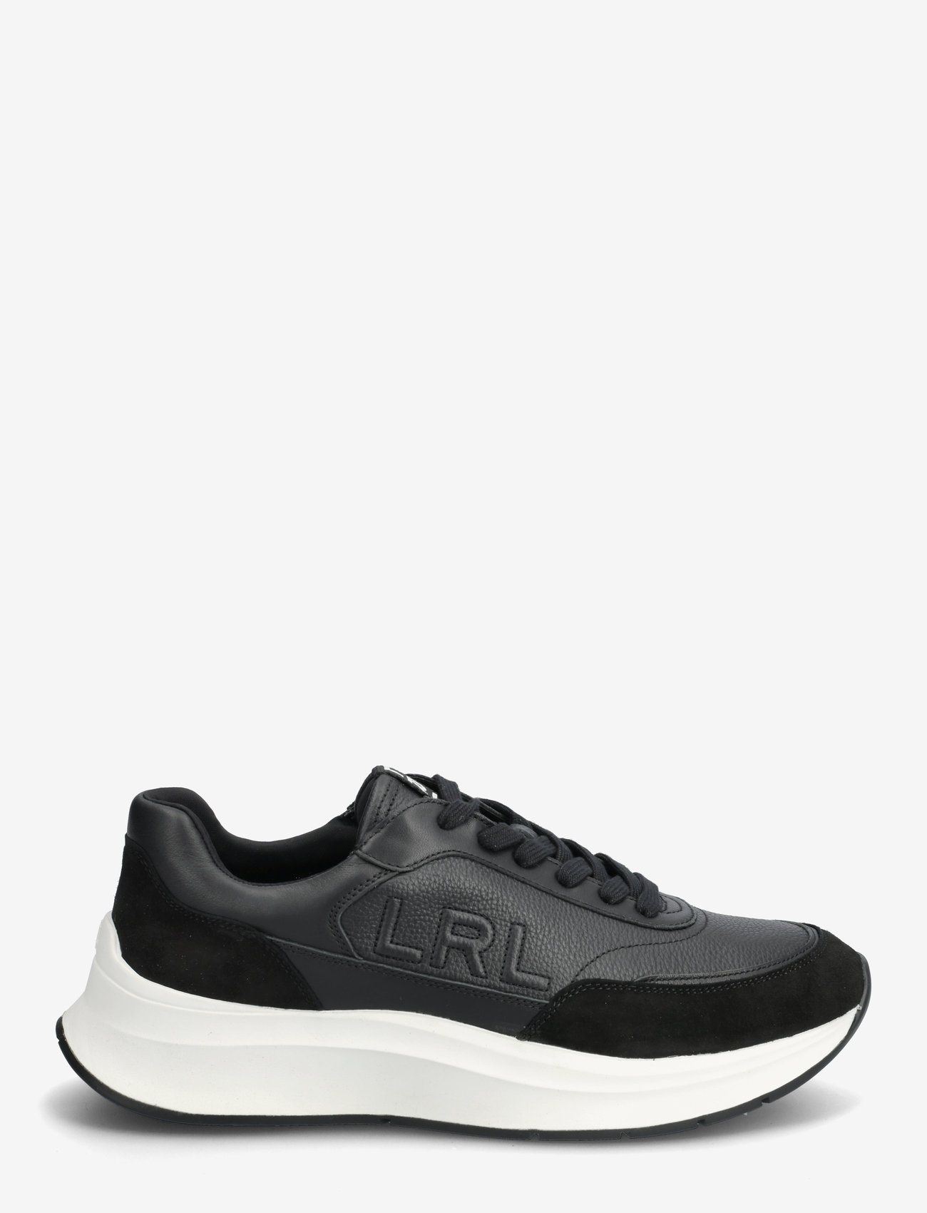 Lauren Ralph Lauren - Franky Tumbled Leather & Suede Sneaker - låga sneakers - black/black - 1