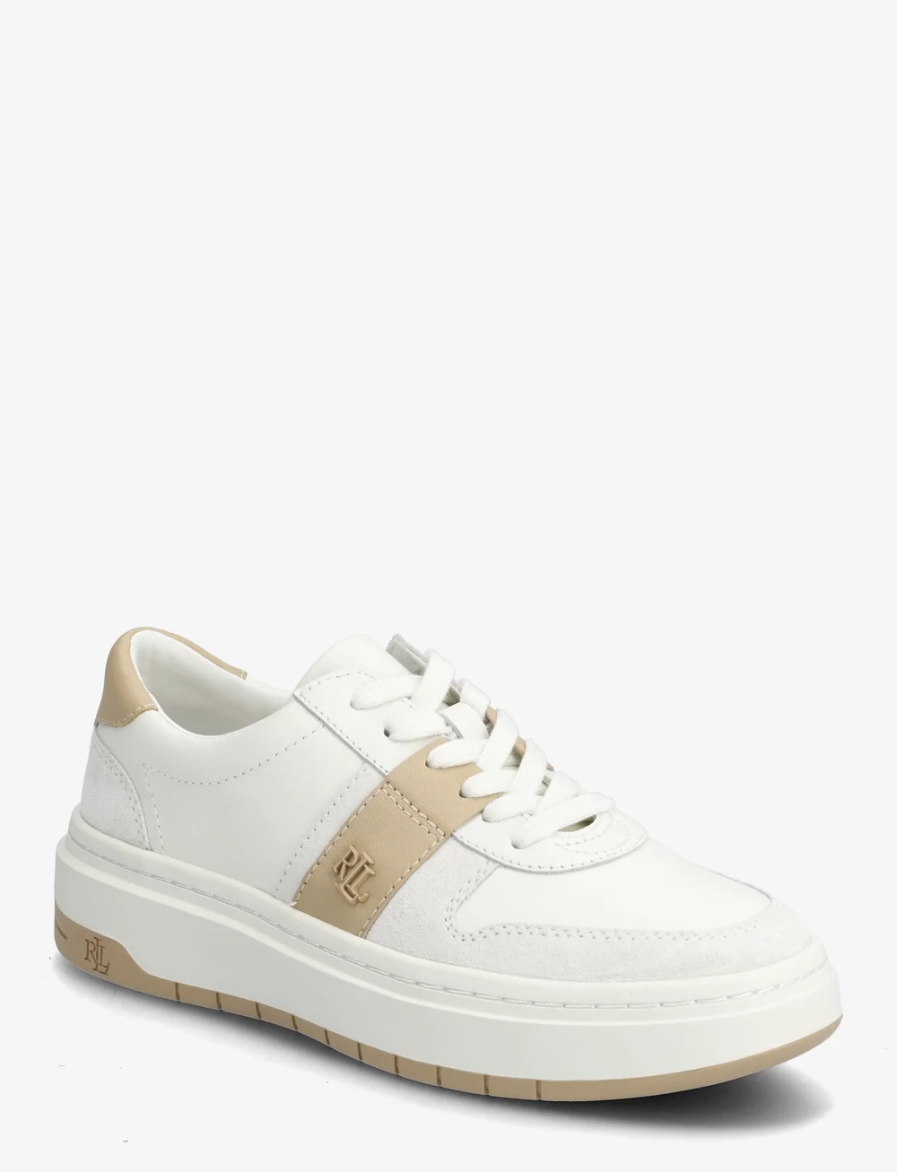 Lauren Ralph Lauren - Harlie Color-Blocked Leather Sneaker - konfirmationstøj - snw wht/bianco/sa - 0