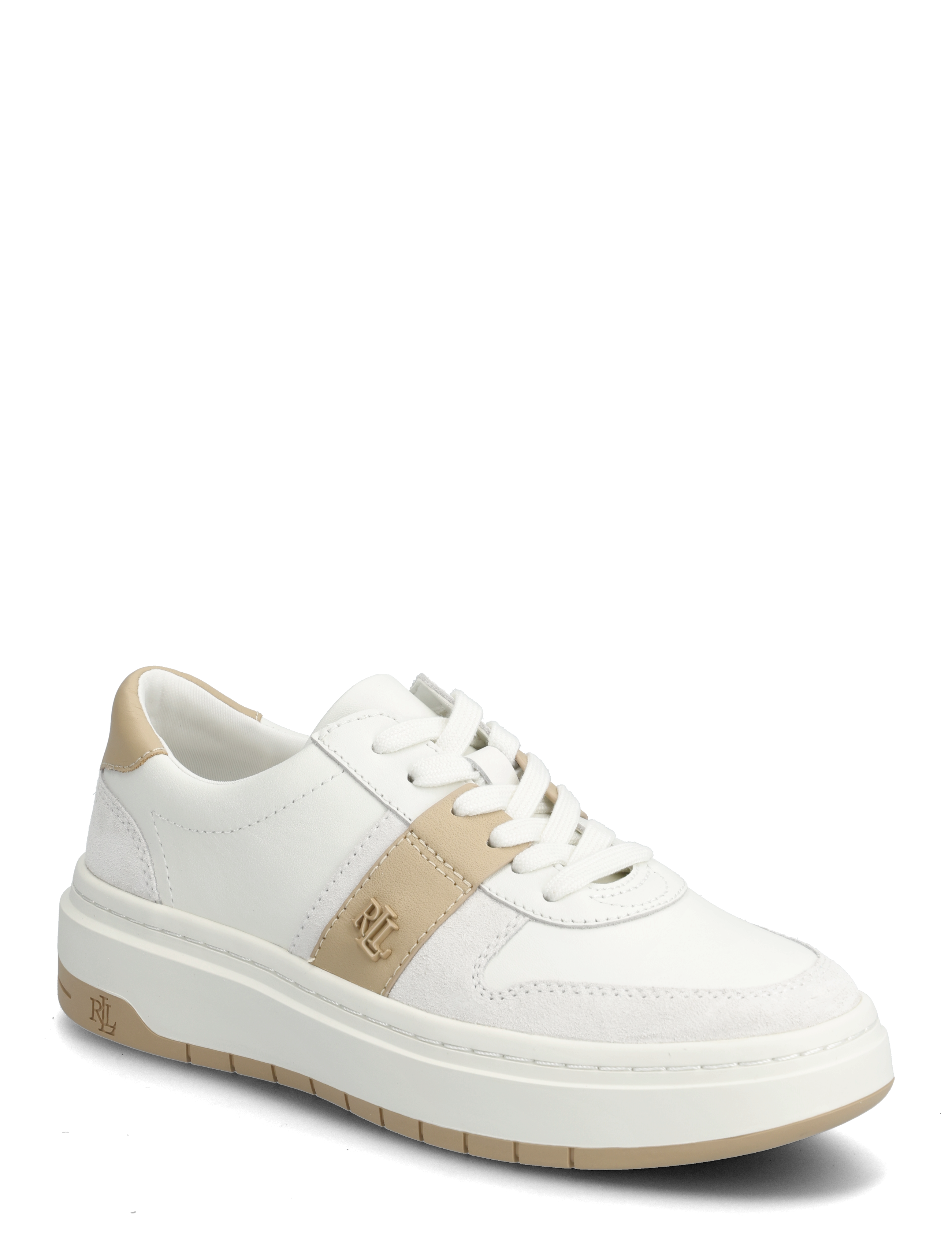Lauren Ralph Lauren Harlie Color-Blocked Leather Sneaker - Sneakers - SNW WHT/BIANCO/SA / white