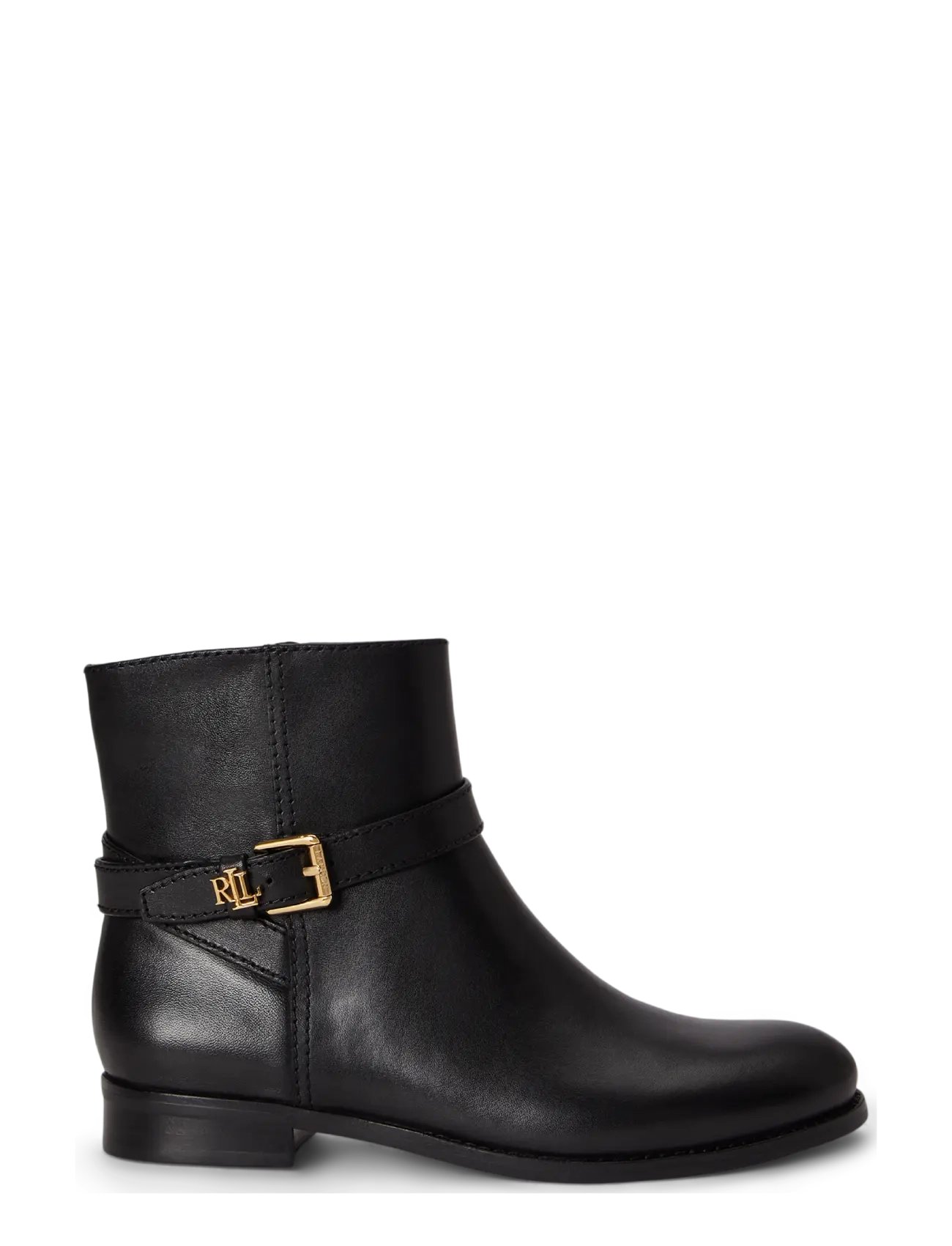 Lauren Ralph Lauren Brooke Ii Calfskin Bootie, Kvinder, Ankelstøvle Med Spænde, Sort, Str: 42