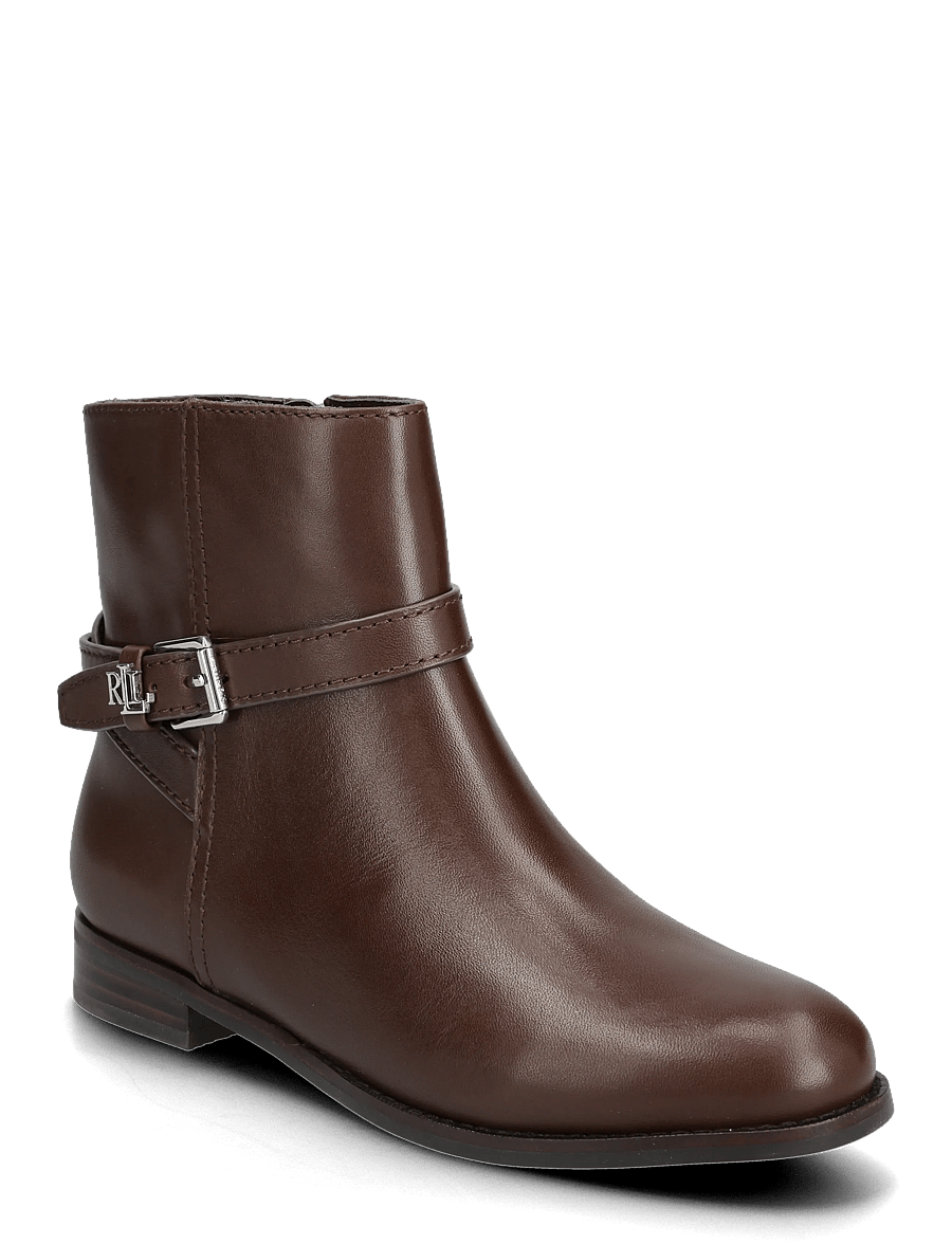 Lauren Ralph Lauren - Brooke II Calfskin Bootie - flat ankle boots - dark hickory - 0