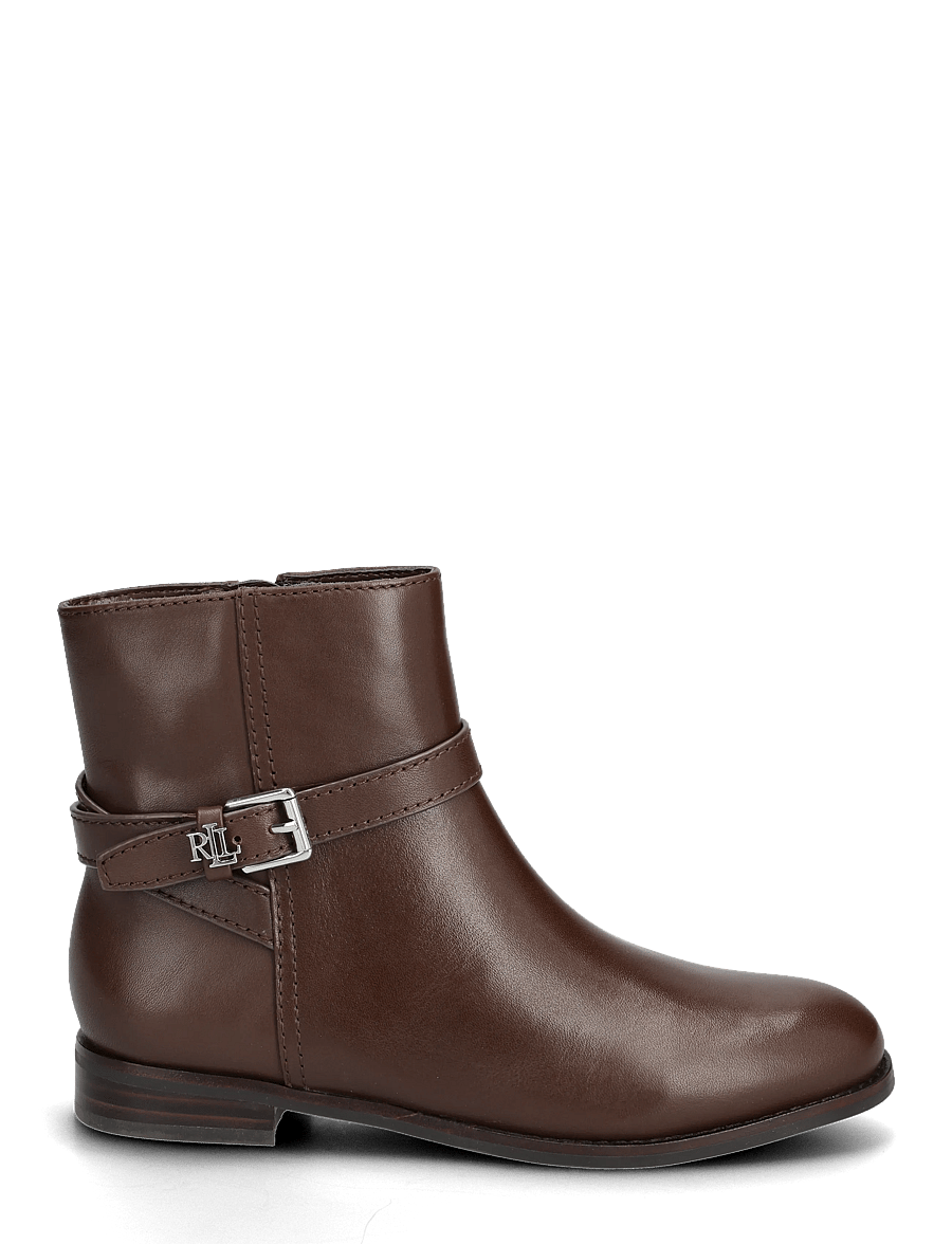 Lauren Ralph Lauren - Brooke II Calfskin Bootie - flat ankle boots - dark hickory - 1