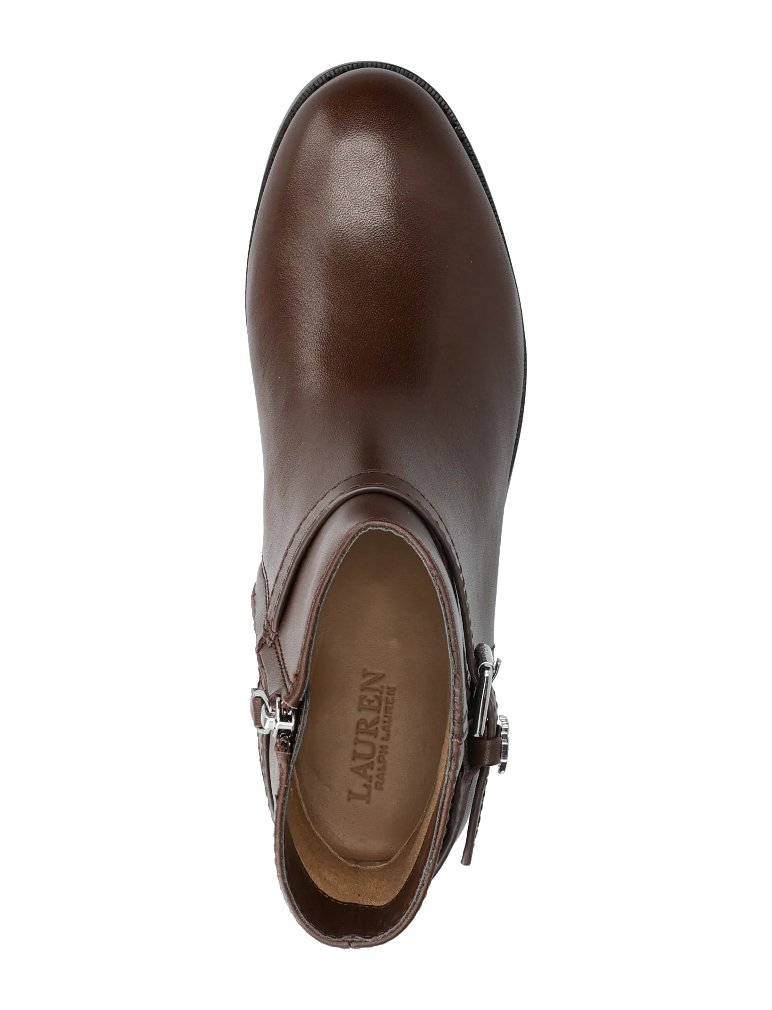 Lauren Ralph Lauren - Brooke II Calfskin Bootie - flatbotna ökklastígvél - dark hickory - 3