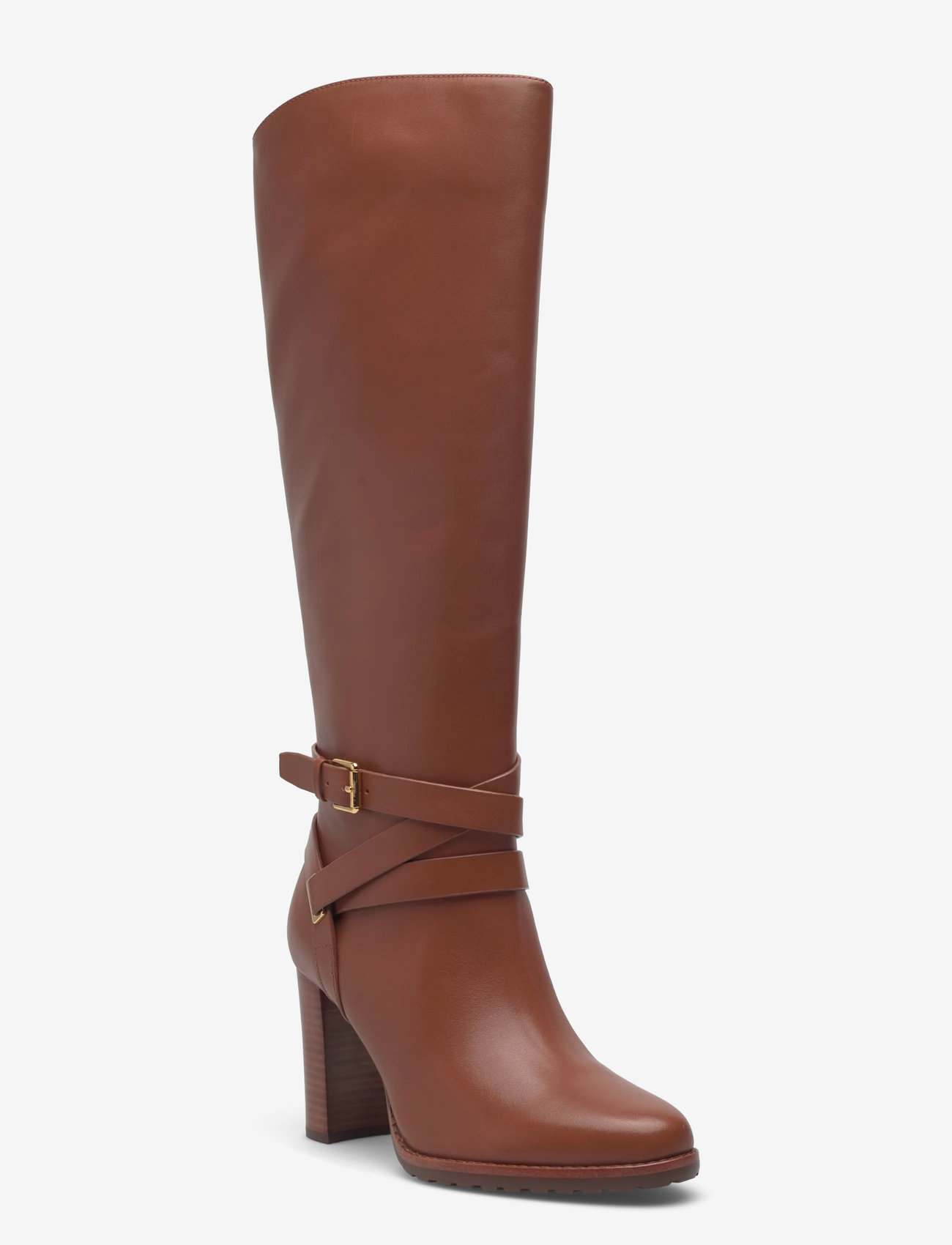 Lauren Ralph Lauren - Collins Calfskin Tall Boot Heel - kniehohe stiefel - lauren tan - 0