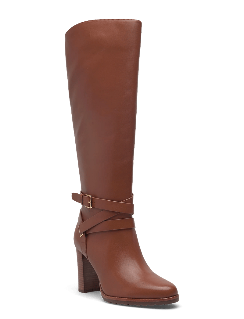 Lauren Ralph Lauren - Collins Calfskin Tall Boot Heel - kniehohe stiefel - lauren tan - 0