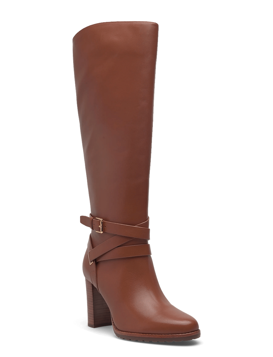 Lauren Ralph Lauren - Collins Calfskin Tall Boot Heel - lauren tan - 0
