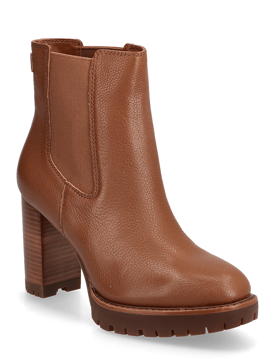 Lauren Ralph Lauren - Layne Pebbled Leather Bootie - stiefeletten mit absatz - lauren tan - 0