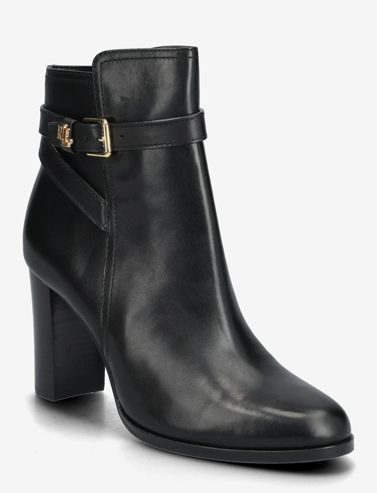 Lauren Ralph Lauren - Brooke II Burnished Leather Bootie Heel - heeled ankle boots - black - 0