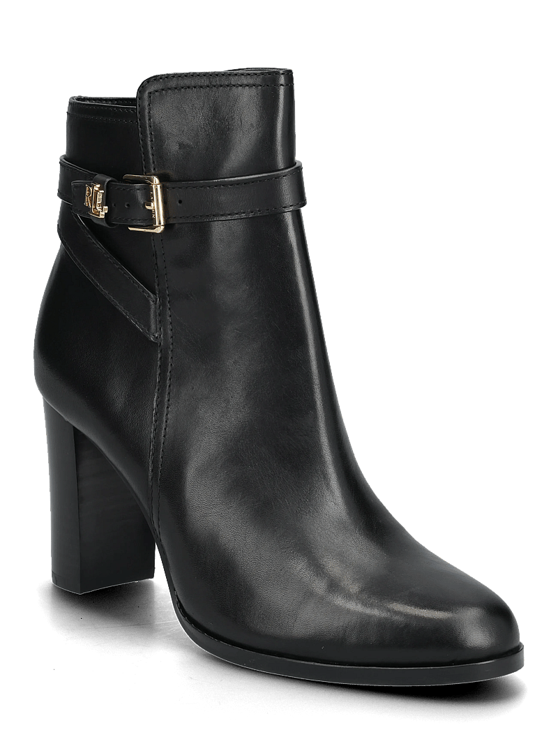 Lauren Ralph Lauren - Brooke II Burnished Leather Bootie Heel - heeled ankle boots - black - 0