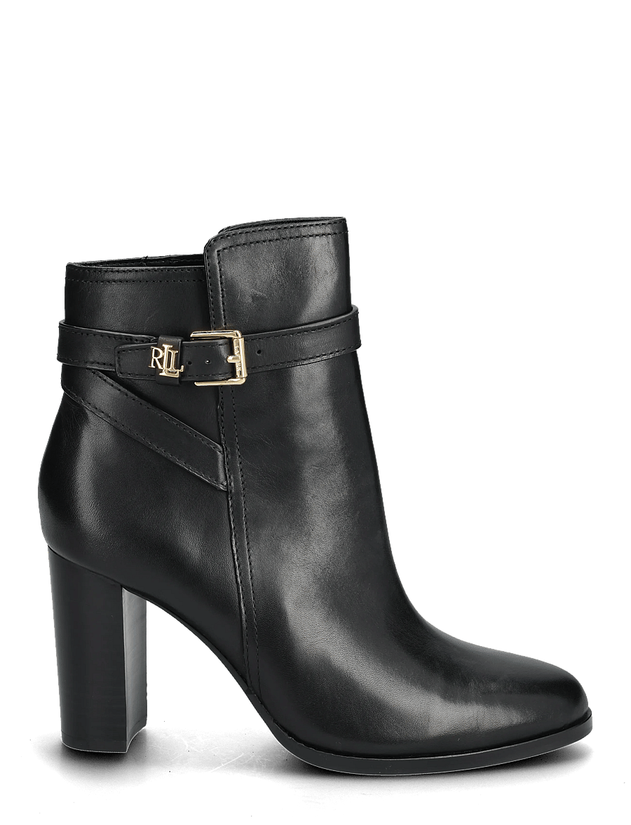 Lauren Ralph Lauren - Brooke II Burnished Leather Bootie Heel - stiefeletten mit absatz - black - 1